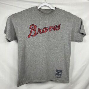 Mitchell & Ness Atlanta Braves Cooperstown Collection Mens Large Grey Script Tee